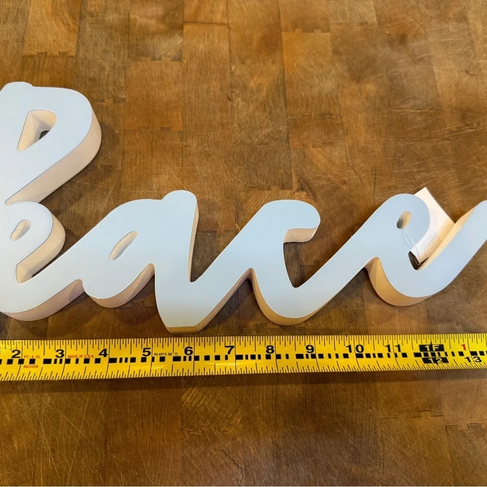 PEACE Script Wall Word Decor Sign in Light Blue by Holiday Homes Christmas NEW